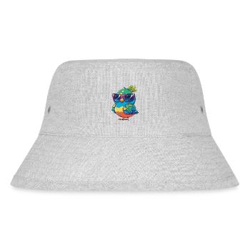 Kawaii Cute Happy Colorful Bird with Sunglasses - Stanley/Stella Recycled Bucket Hat - heather grey - Front