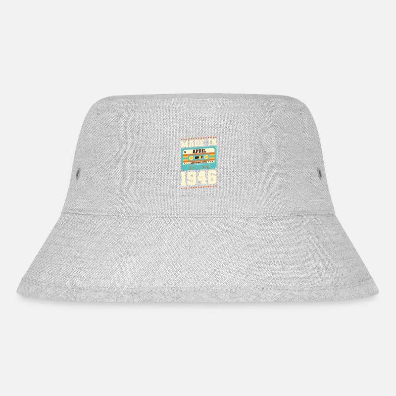 77th birthday April Born in 1946 Gift idea - Stanley/Stella Recycled Bucket Hat - heather grey
