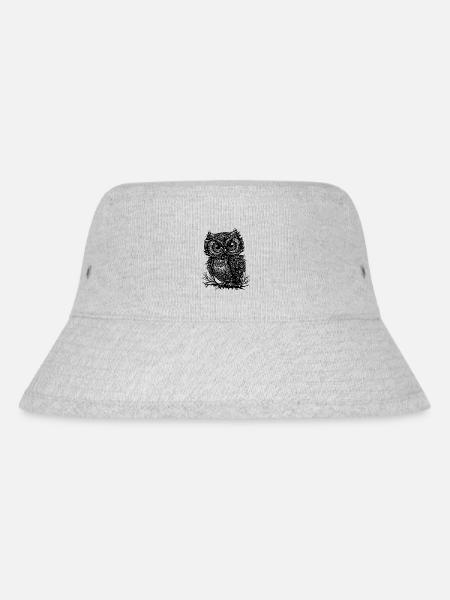 Große Augen Wald Eule auf einem Ast - Stanley/Stella recycelter Bucket Hat - Grau meliert