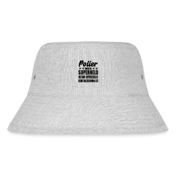 Polier Superheld Spruch - Stanley/Stella recycelter Bucket Hat - Grau meliert - Vorne