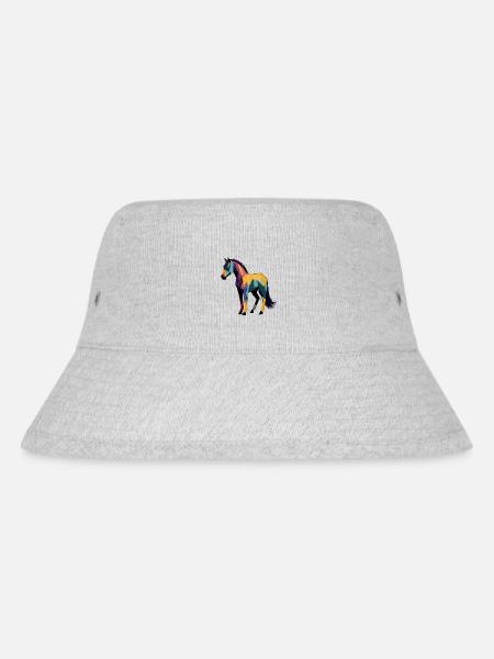 Buntes geometrisches Pferd - Stanley/Stella recycelter Bucket Hat - Grau meliert