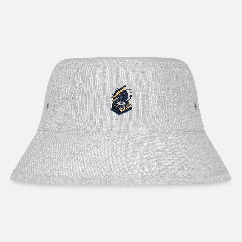 Galactic Vinyl Record Player - Stanley/Stella Recycled Bucket Hat - heather grey