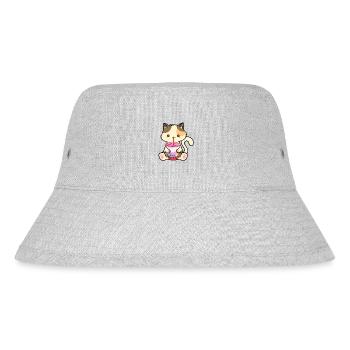 Süße Katze Kätzchen trinkt Boba Tea Bubble Tea - Stanley/Stella recycelter Bucket Hat - Grau meliert - Vorne