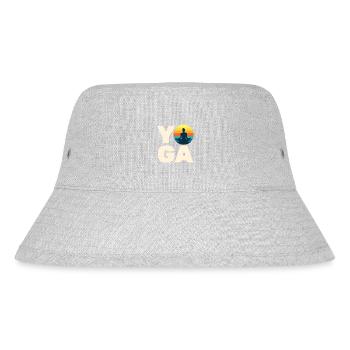 Regenbogen-Retro-Schriftzug Yoga mit Ornamenten - Stanley/Stella recycelter Bucket Hat - Grau meliert - Vorne