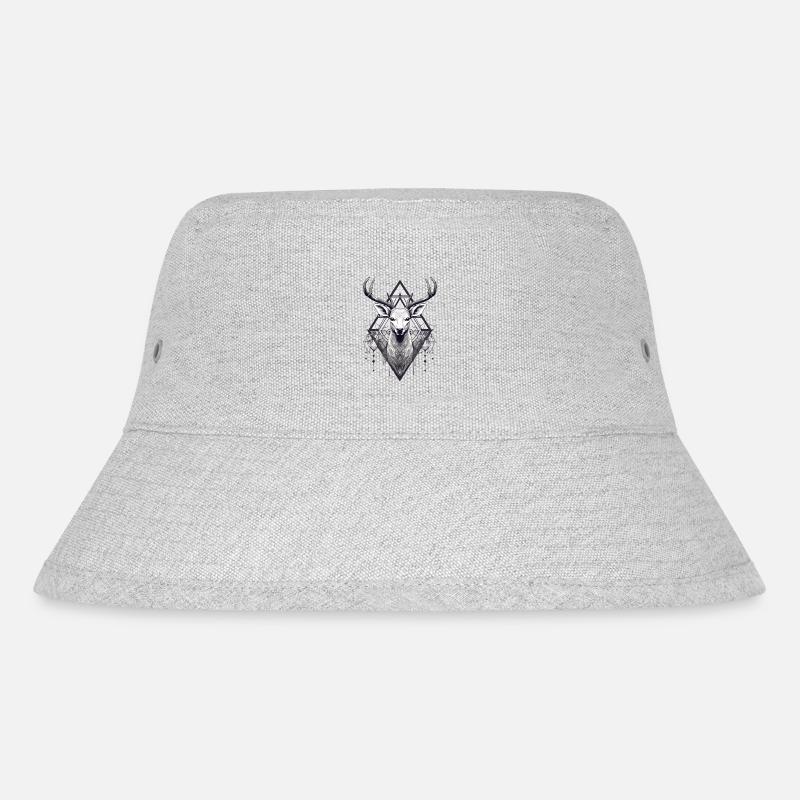 cerf noir et blanc style boho - Bob recyclé Stanley/Stella - gris chiné