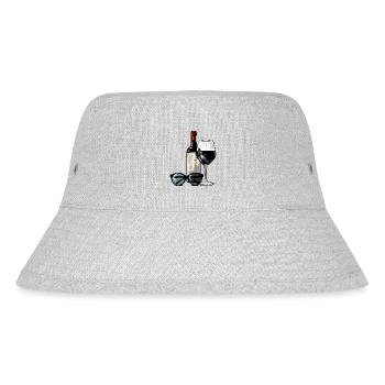 Glas Wein und Flasche Nr. 3 - Stanley/Stella recycelter Bucket Hat - Grau meliert - Vorne