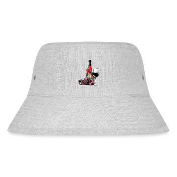 Bottle of wine and glasses - Stanley/Stella Recycled Bucket Hat - heather grey - Front