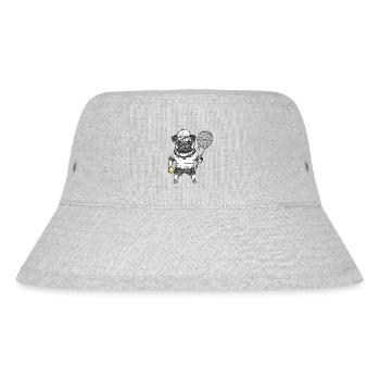 Tennis Pug Drawing - Stanley/Stella Recycled Bucket Hat - heather grey - Front