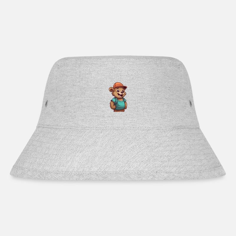 Süßer Cartoon Bär mit Mütze: Knuddeliger Begleiter - Stanley/Stella recycelter Bucket Hat - Grau meliert