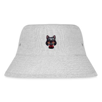 Schwarze Katze Kawaii - Stanley/Stella recycelter Bucket Hat - Grau meliert - Vorne