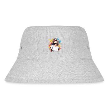 Happy woman in colorful retro vintage style - Stanley/Stella Recycled Bucket Hat - heather grey - Front