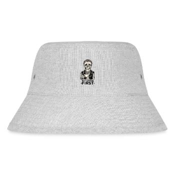 Skull Skeleton But Coffee First Coffee Saying - Stanley/Stella Recycled Bucket Hat - heather grey - Front