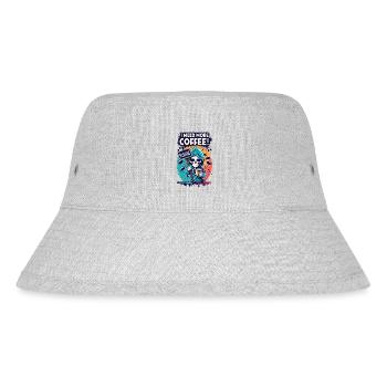 Skeleton Skull I NEED MORE COFFEE Coffee Saying - Stanley/Stella Recycled Bucket Hat - heather grey - Front