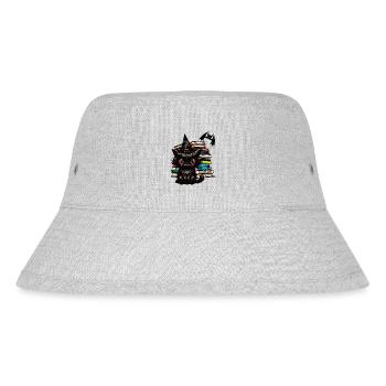 Cat with witch hat, magic books and bat - Stanley/Stella Recycled Bucket Hat - heather grey - Front