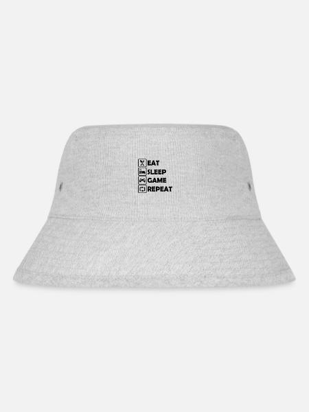 Essen, Schlafen, Spielen, Wiederholen Humor Geschenk - Stanley/Stella recycelter Bucket Hat - Grau meliert
