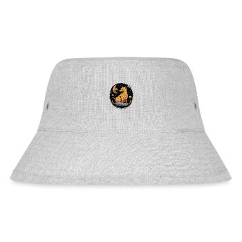 Schlaf gut, Cartoon Wolf und der Himmel mit Mond - Stanley/Stella recycelter Bucket Hat - Grau meliert - Vorne