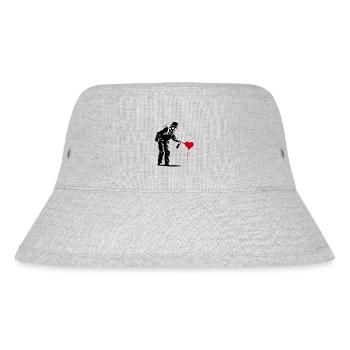 English police officer spraying a red heart - Stanley/Stella recycelter Bucket Hat - Grau meliert - Vorne