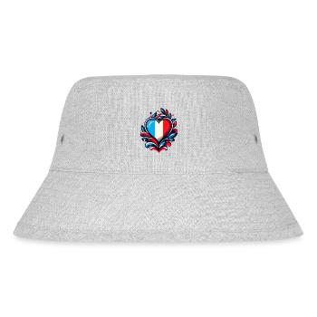 Heart French Flag - Stanley/Stella Recycled Bucket Hat - heather grey - Front