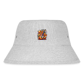 E-Gitarre mit Flammen - Stanley/Stella recycelter Bucket Hat - Grau meliert - Vorne