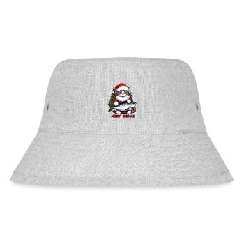 Fat cat as Santa Claus with tuna, Merry Catmas - Stanley/Stella Recycled Bucket Hat - heather grey - Front