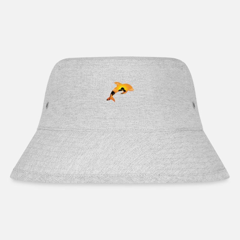 Dolphin Palm Tree Sunset - Stanley/Stella recycelter Bucket Hat - Grau meliert