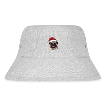 Pug Hund Mops Kopf Weihnachten Portät - Stanley/Stella recycelter Bucket Hat - Grau meliert - Vorne