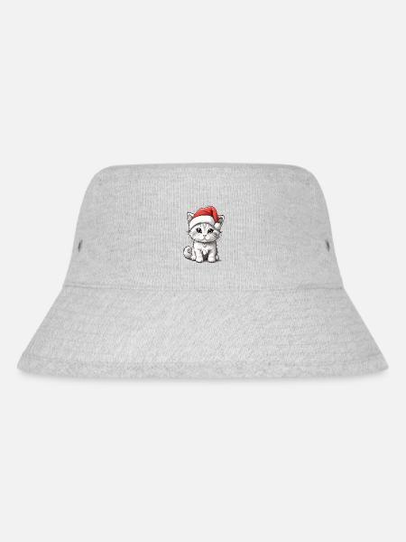 Süße kleine Katze mit Weihnachtsmannmütze - Stanley/Stella recycelter Bucket Hat - Grau meliert