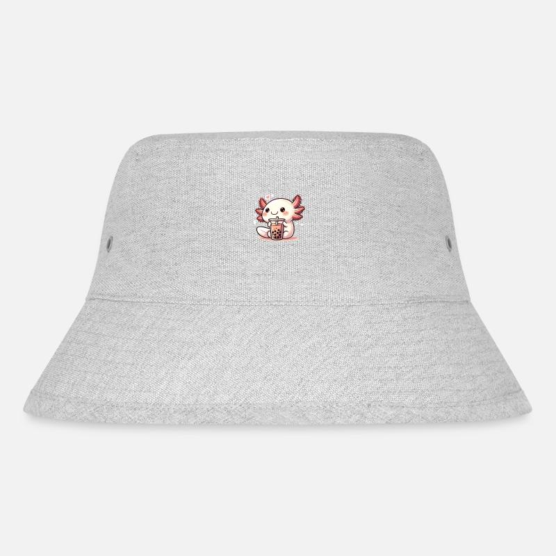Axolotls trinken Bubble Tea kawaii Boba Axolotl - Stanley/Stella recycelter Bucket Hat - Grau meliert