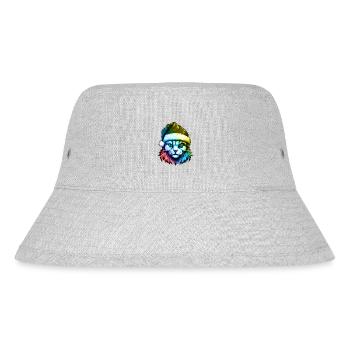 Cat Head Christmas Portrait Colorful - Stanley/Stella Recycled Bucket Hat - heather grey - Front