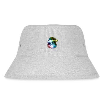 Cat Head Christmas Portrait Colorful - Stanley/Stella Recycled Bucket Hat - heather grey - Front