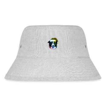 Border Collie Dog Head Christmas Portrait Colorful - Stanley/Stella Recycled Bucket Hat - heather grey - Front