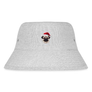 Pug Hund Mops Weihnachten Kopf - Stanley/Stella recycelter Bucket Hat - Grau meliert - Vorne