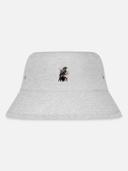 Mystischer schwarzer Rabe Krähe Illustration - Stanley/Stella recycelter Bucket Hat - Grau meliert