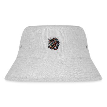 Farbenfrohes chinesisches Drachenkunstwerk und Stammesdesign - Stanley/Stella recycelter Bucket Hat - Grau meliert - Vorne
