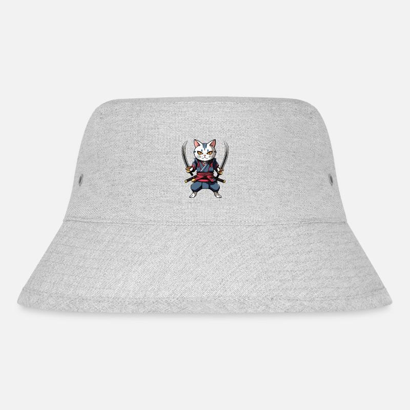 Samurai Cat #33 - Stanley/Stella Recycled Bucket Hat - heather grey