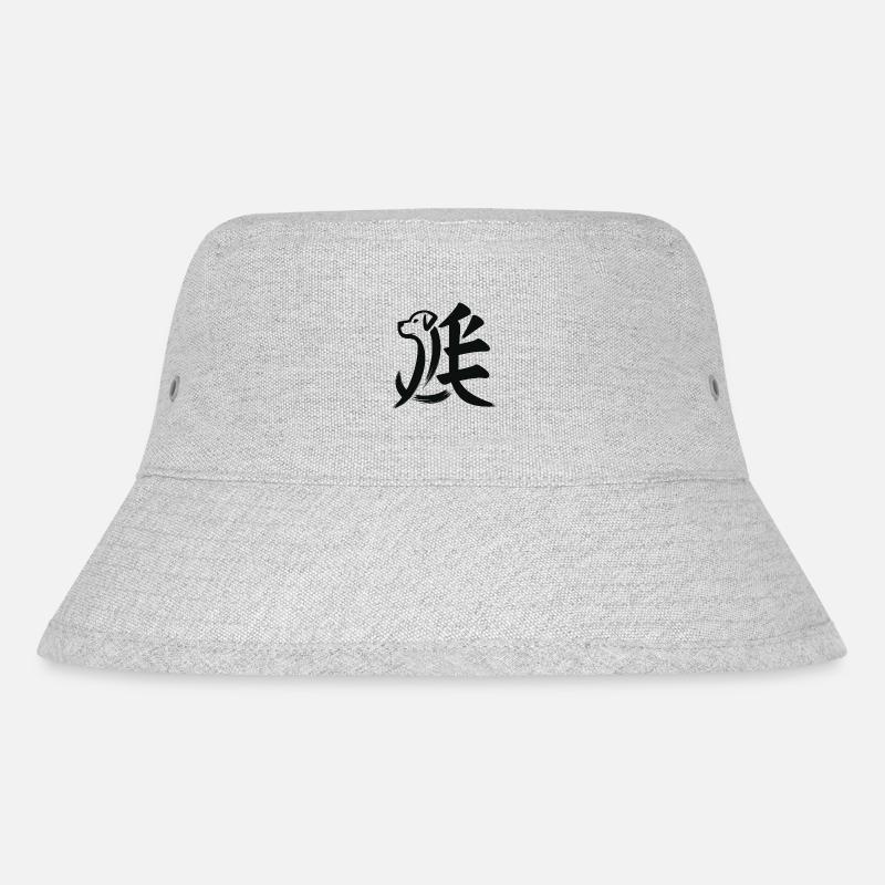 Hund Chinesisches Tierkreiszeichen-Kalligraphie-Symbol - Stanley/Stella recycelter Bucket Hat - Grau meliert
