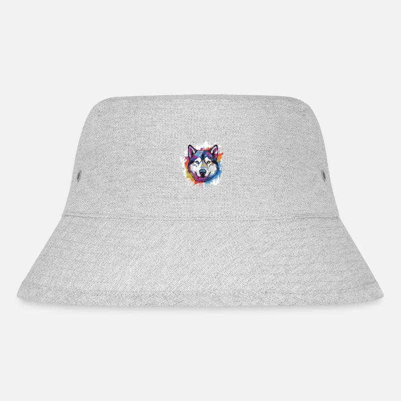 Husky Hund Pop Art Kopf - Stanley/Stella recycelter Bucket Hat - Grau meliert
