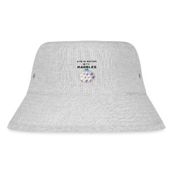 LIFE IS BETTER WITH MARBLES Gerne Murmel spielen - Stanley/Stella recycelter Bucket Hat - Grau meliert - Vorne