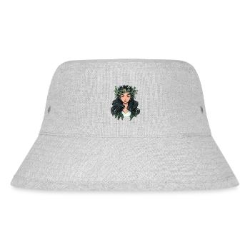 Portrait einer jungen Frau im Cartoon Stil - Stanley/Stella recycelter Bucket Hat - Grau meliert - Vorne