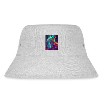 Kleiner Fuchs im neonfarbigen Blättermeer - Stanley/Stella recycelter Bucket Hat - Grau meliert - Vorne