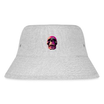 Totenschädel in pink - Stanley/Stella recycelter Bucket Hat - Grau meliert - Vorne