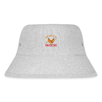 Hot Dog Adult Heart Valentines Day - Stanley/Stella Recycled Bucket Hat - heather grey - Front