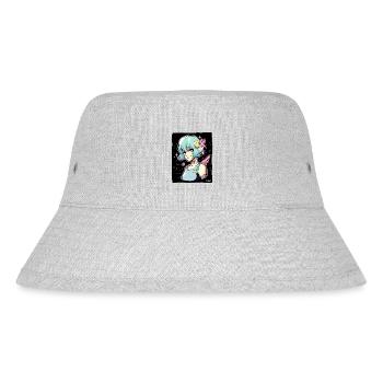 Coole Anime Sci-Fi-Cyborg-Mädchen - Stanley/Stella recycelter Bucket Hat - Grau meliert - Vorne