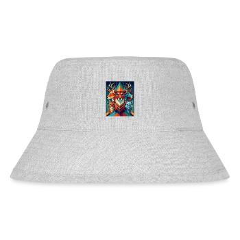 Geometrische Waldtiere - Stanley/Stella recycelter Bucket Hat - Grau meliert - Vorne