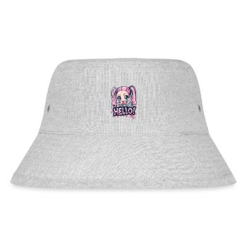 Cartoon eines frechen, frischen Mädchen mit Zöpfen - Stanley/Stella recycelter Bucket Hat - Grau meliert - Vorne
