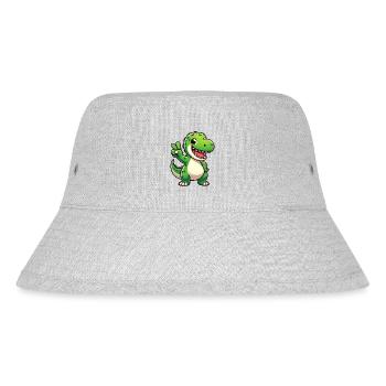 Cute Dino T-Rex Cartoon Peace Laughing Joy - Stanley/Stella Recycled Bucket Hat - heather grey - Front