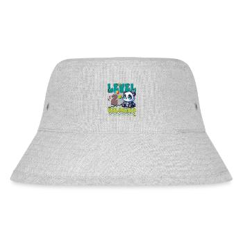 2nd Birthday Level Unlocked Gaming Panda - Stanley/Stella Recycled Bucket Hat - heather grey - Front