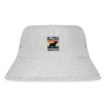 Meine Französische Bulldogge hält mich für den besten Menschen aller Zeiten. - Stanley/Stella recycelter Bucket Hat - Grau meliert - Vorne