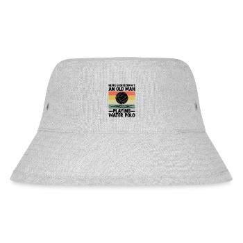 Unterschätzen Sie niemals einen alten Mann, der Wasserball spielt - Stanley/Stella recycelter Bucket Hat - Grau meliert - Vorne