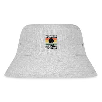 Never Underestimate An Old Woman Playing Water Pol - Stanley/Stella Recycled Bucket Hat - heather grey - Front